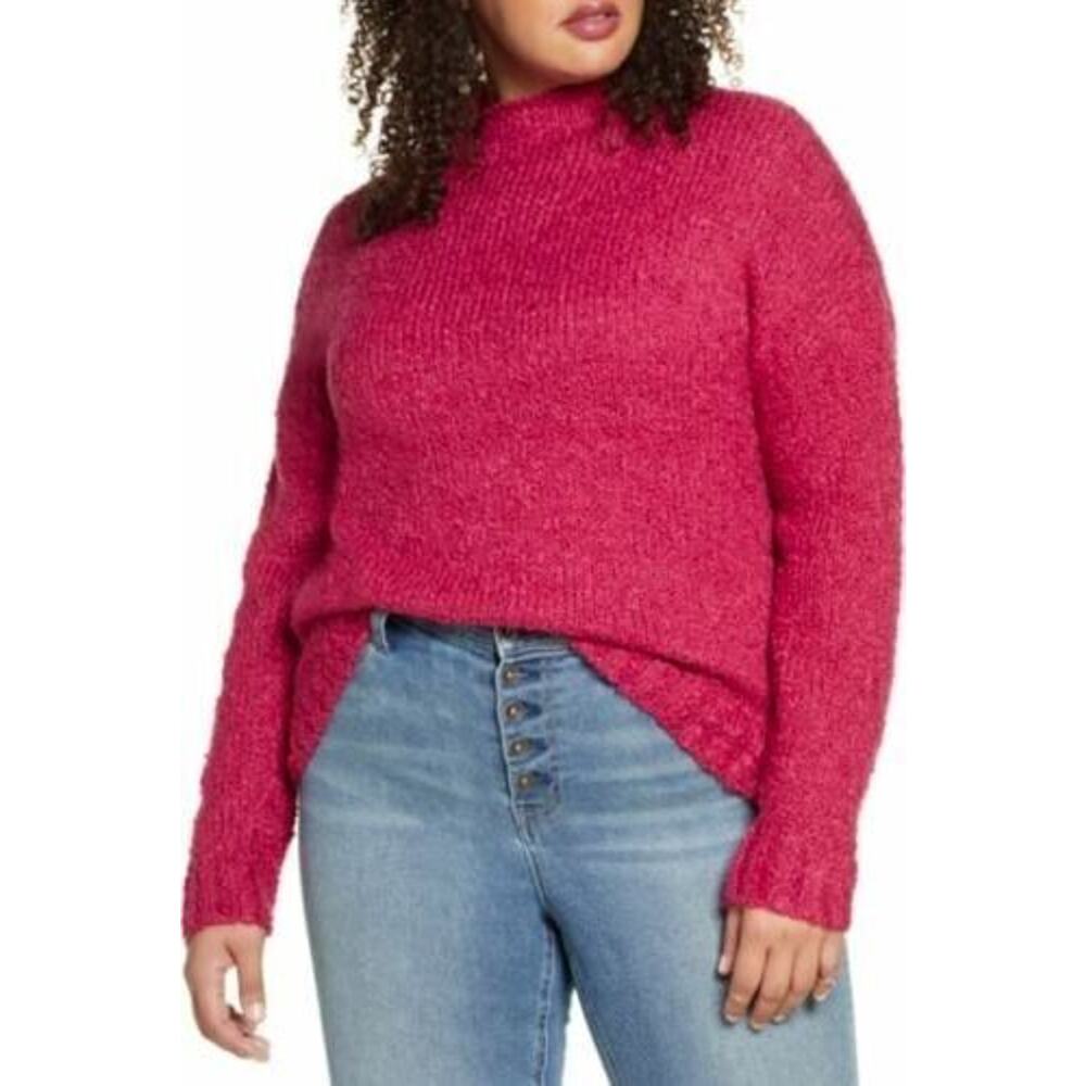 BP. Women's Funnel Neck Boucle Sweater In Burgundy Punch‎ Medium MSRP $49